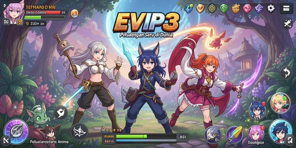 Tampilan grafik memukau dan karakter anime yang dinamis.