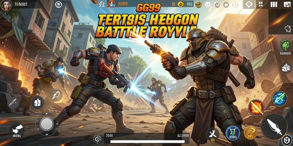Tampilan gameplay GG99 yang penuh aksi dalam pertempuran Battle Royale.
