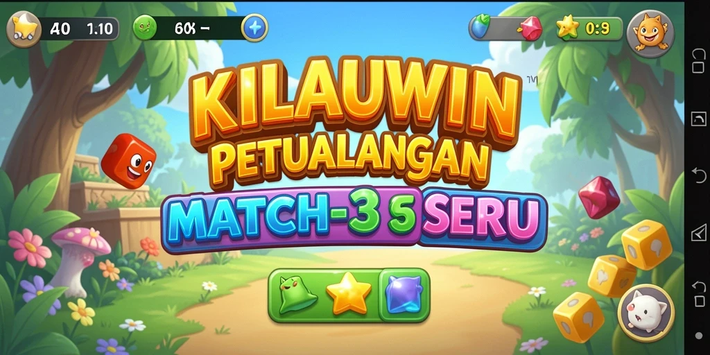 Tampilan menarik dari gameplay KILAUWIN dalam aksi Match-3.