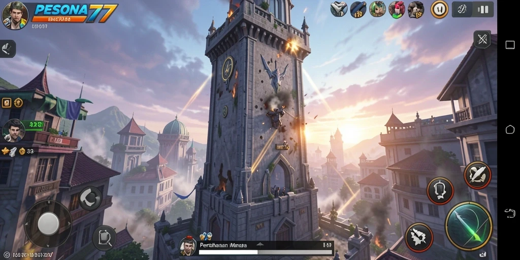 Screenshot menunjukkan gameplay seru dalam Tower Defense di PESONA77.