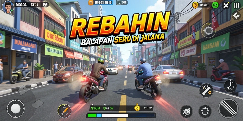 Gameplay seru dari balapan di REBAHIN dengan grafis menarik.