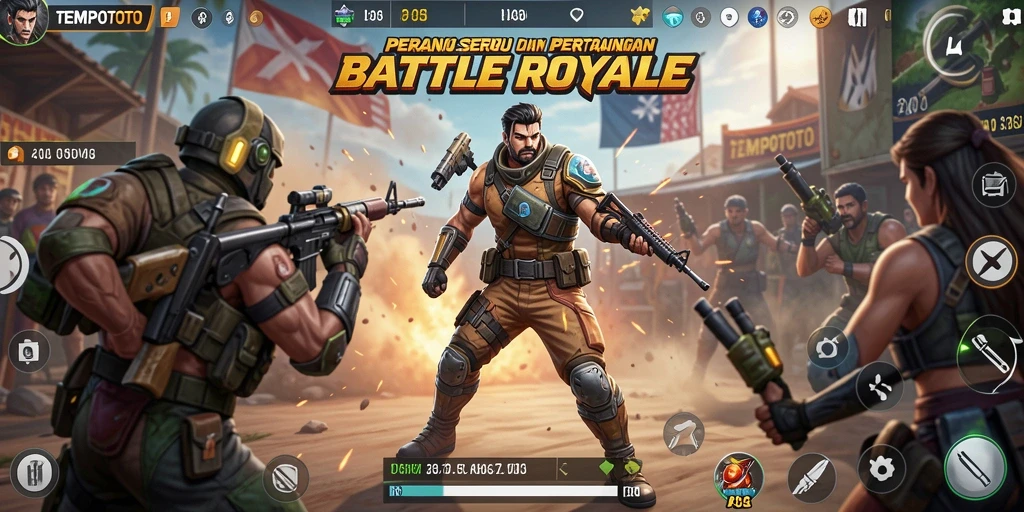 Gameplay penuh aksi di arena TEMPOTOTO dengan visual yang menakjubkan.