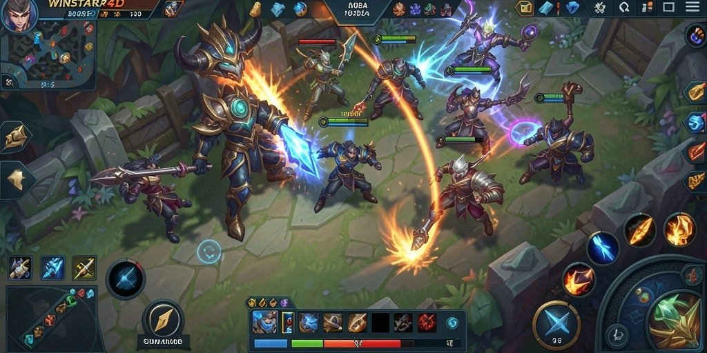Tampilan menarik dari gameplay MOBA WINSTAR4D.